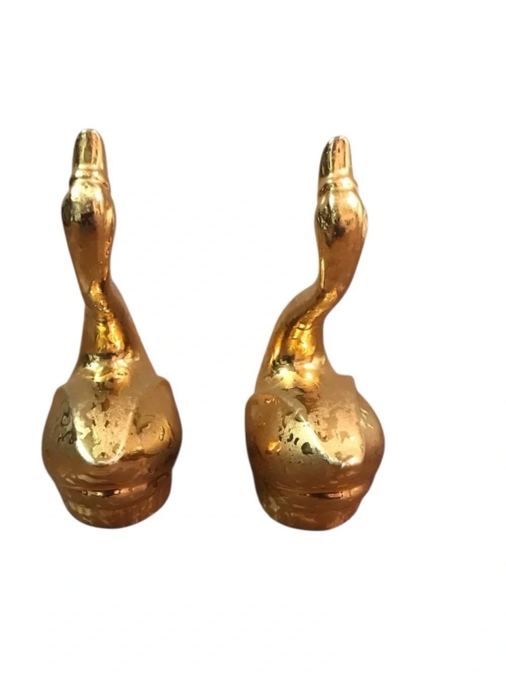 Vintage MCM Weeping Gold Swan Figurines